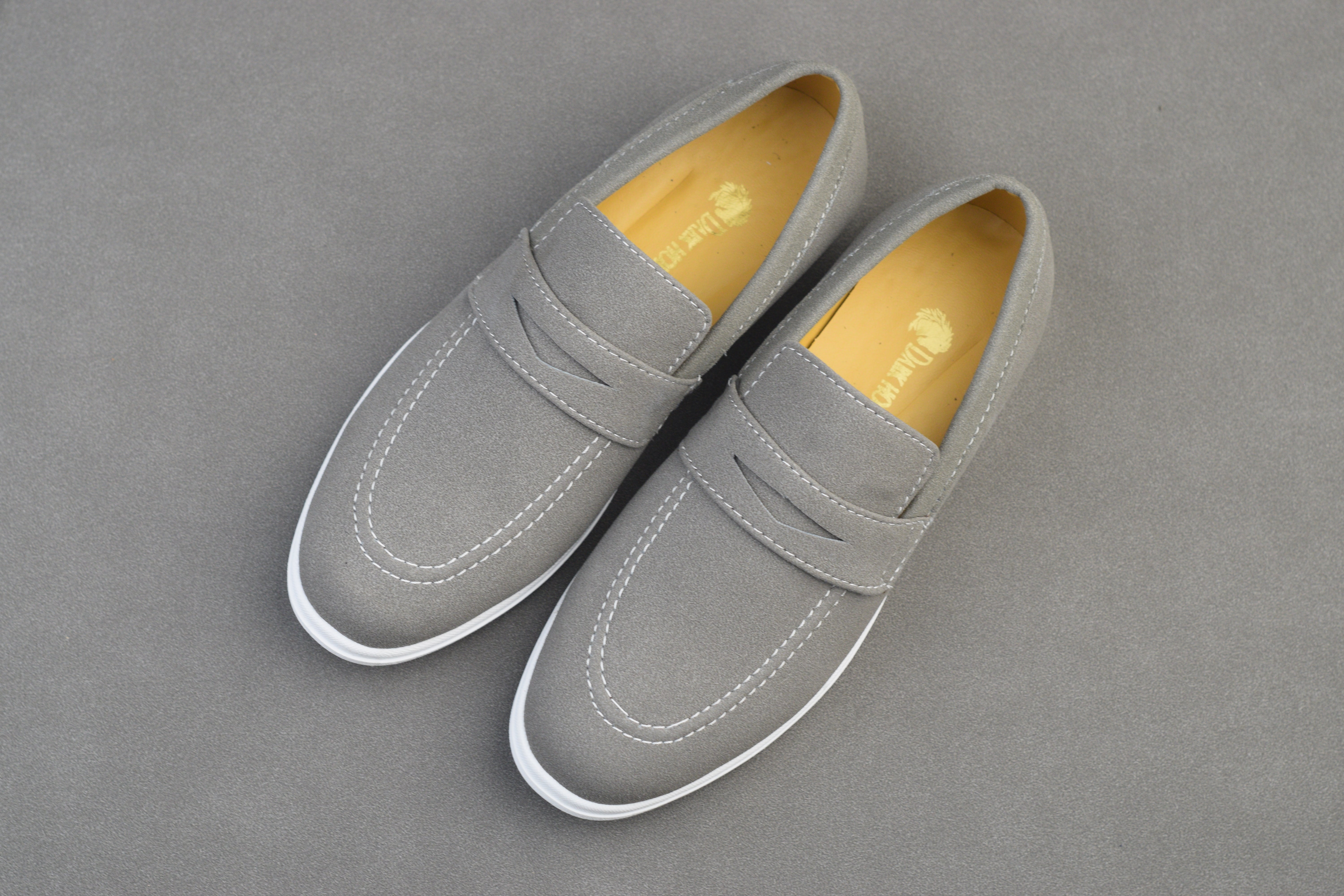 GREY SUEDE WHITE SOLE MOCCASINS0026