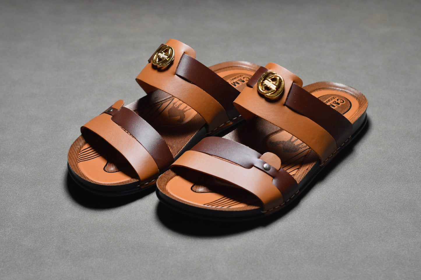 DOUBLE COLOUR LEATHER CAMELO SLIPPERS