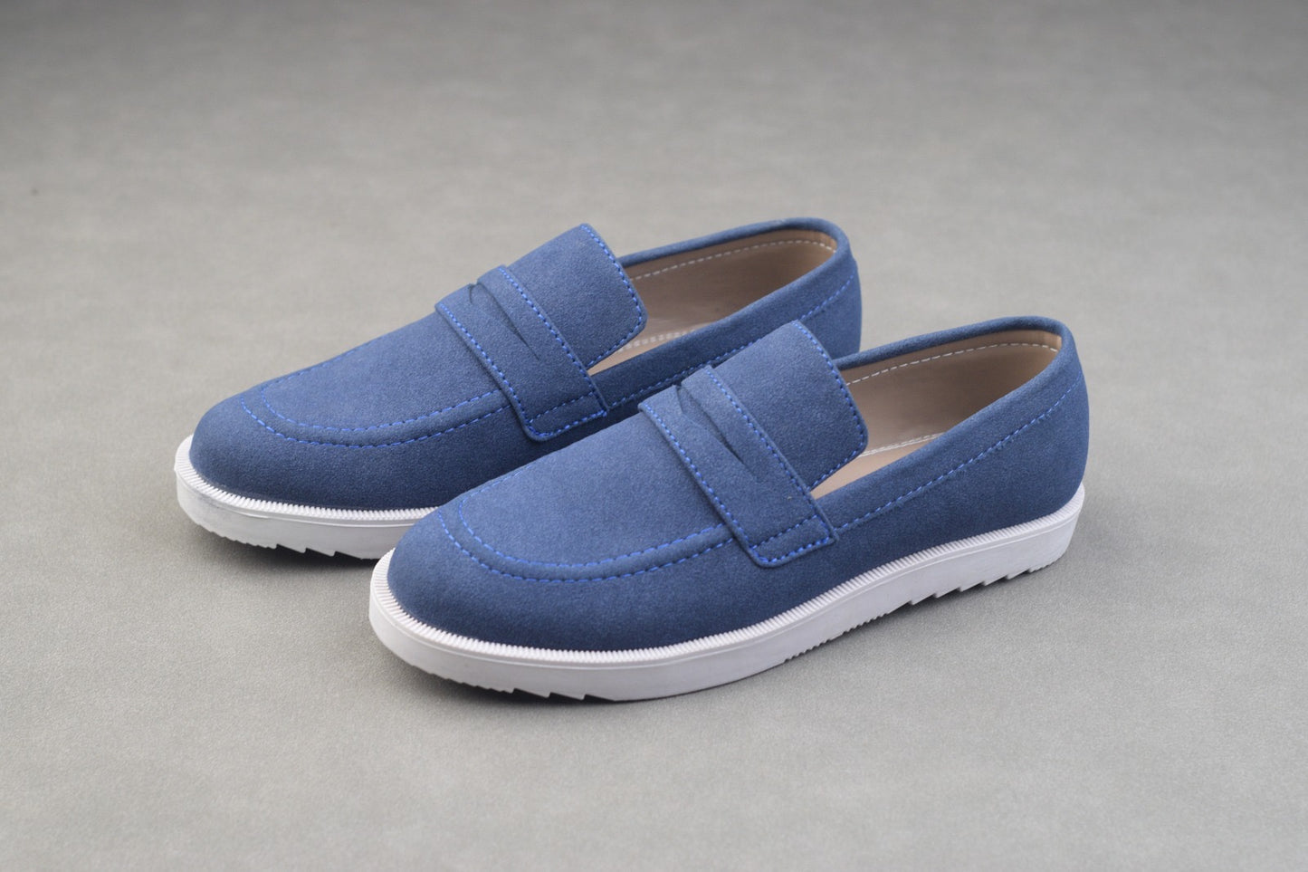 BLUE SUEDE GREY SOLE CHUNKY SHOES