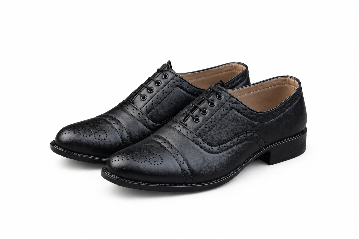 BLACK LACEUP JOB BROGUE SHOE A6000