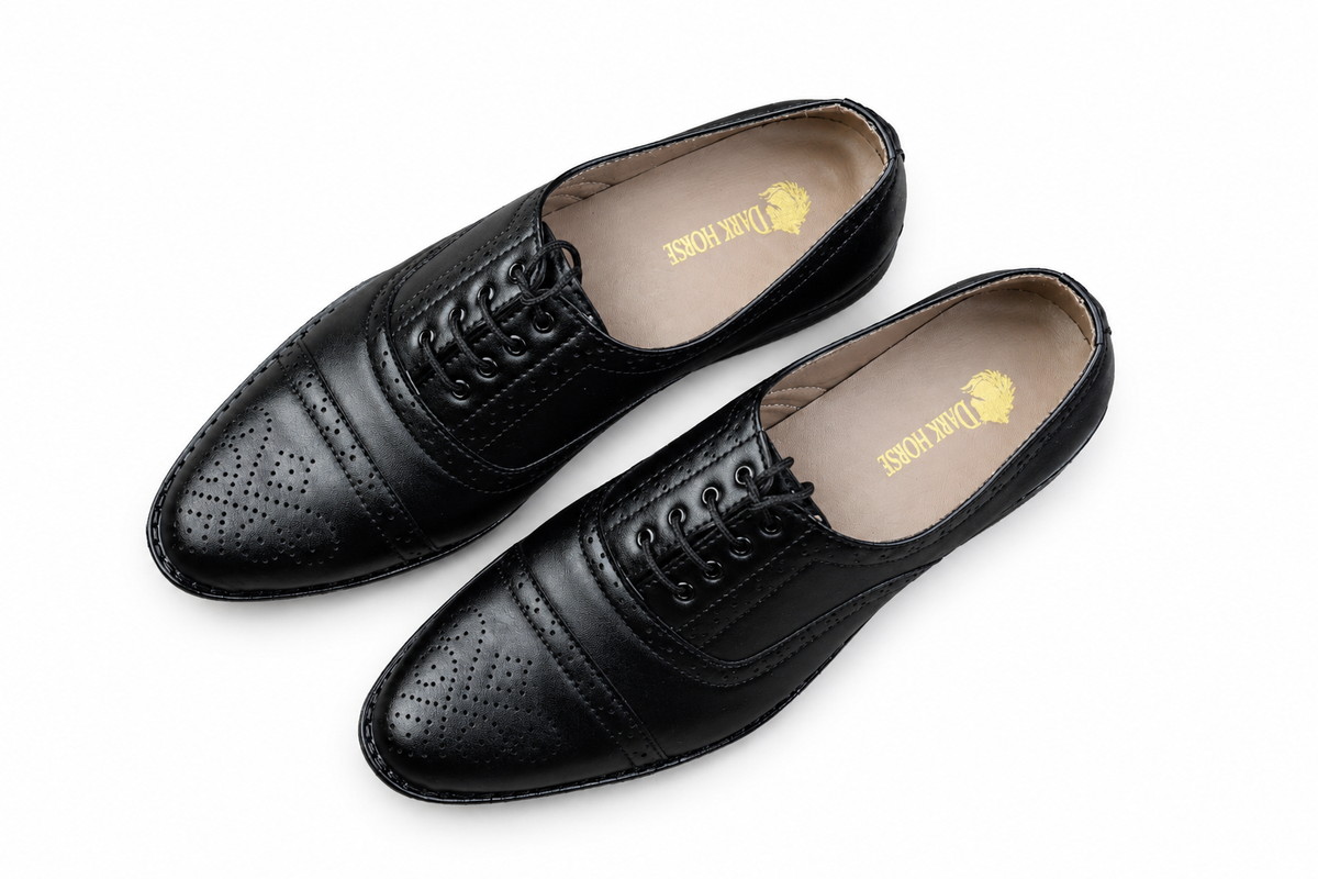 BLACK LACEUP JOB BROGUE SHOE A6000