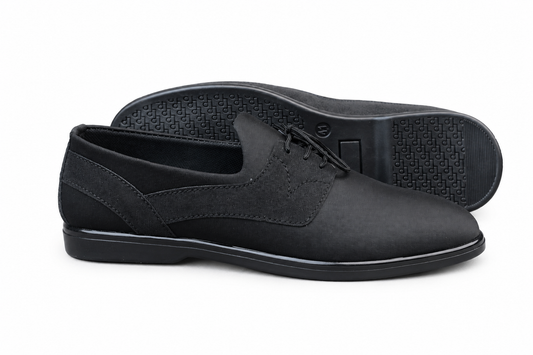 BLACK LACE-UP COMFORTABLE, STYLISH AND MEDICATED SHOES RUBBER SOLE A1701