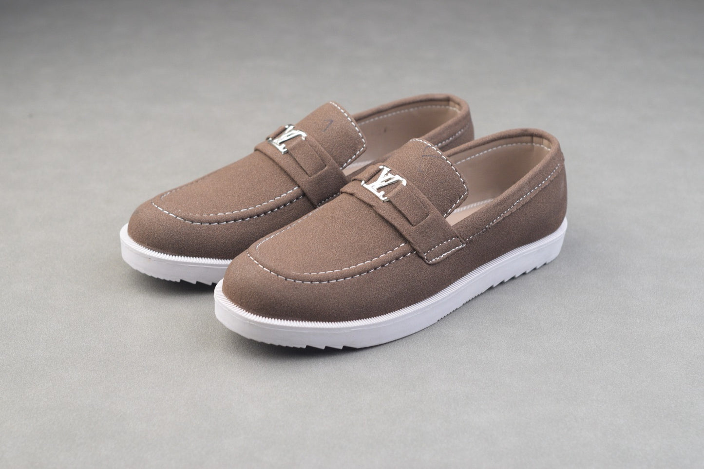 BROWN SUEDE GREY SOLE CHUNKY SHOES