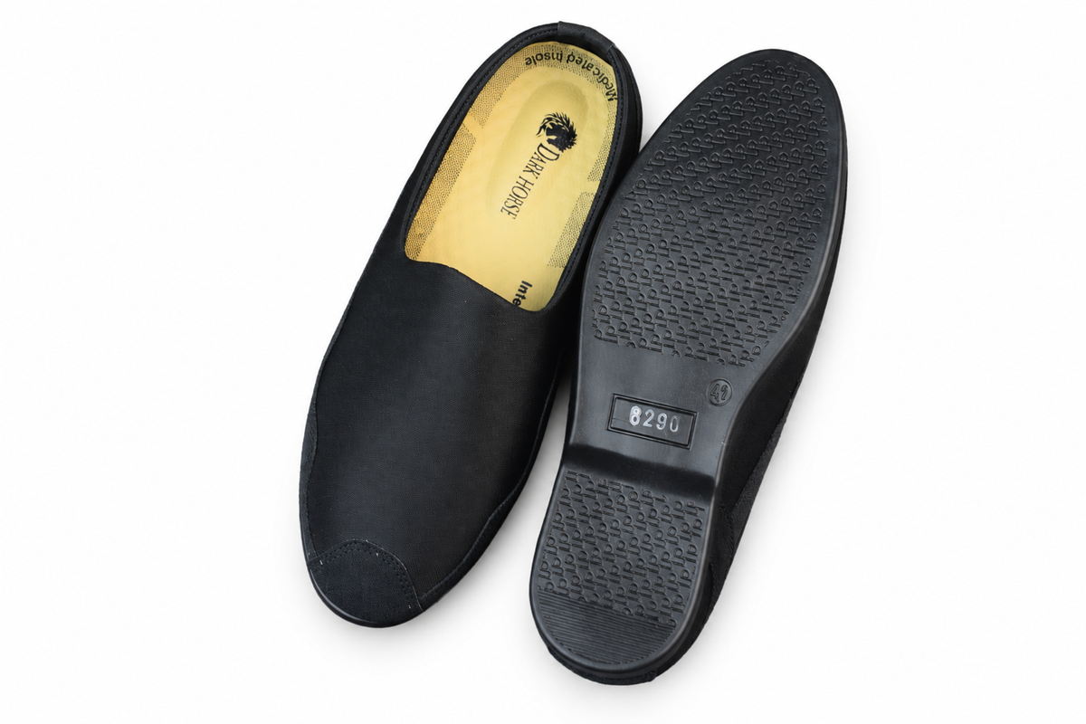 BLACK COMFORTABLE, STYLISH AND MEDICATED SHOES RUBBER SOLE A1700