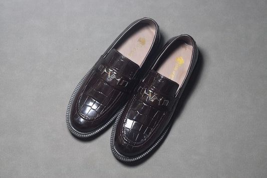 BROWN SHINY CHUNKEY SHOE