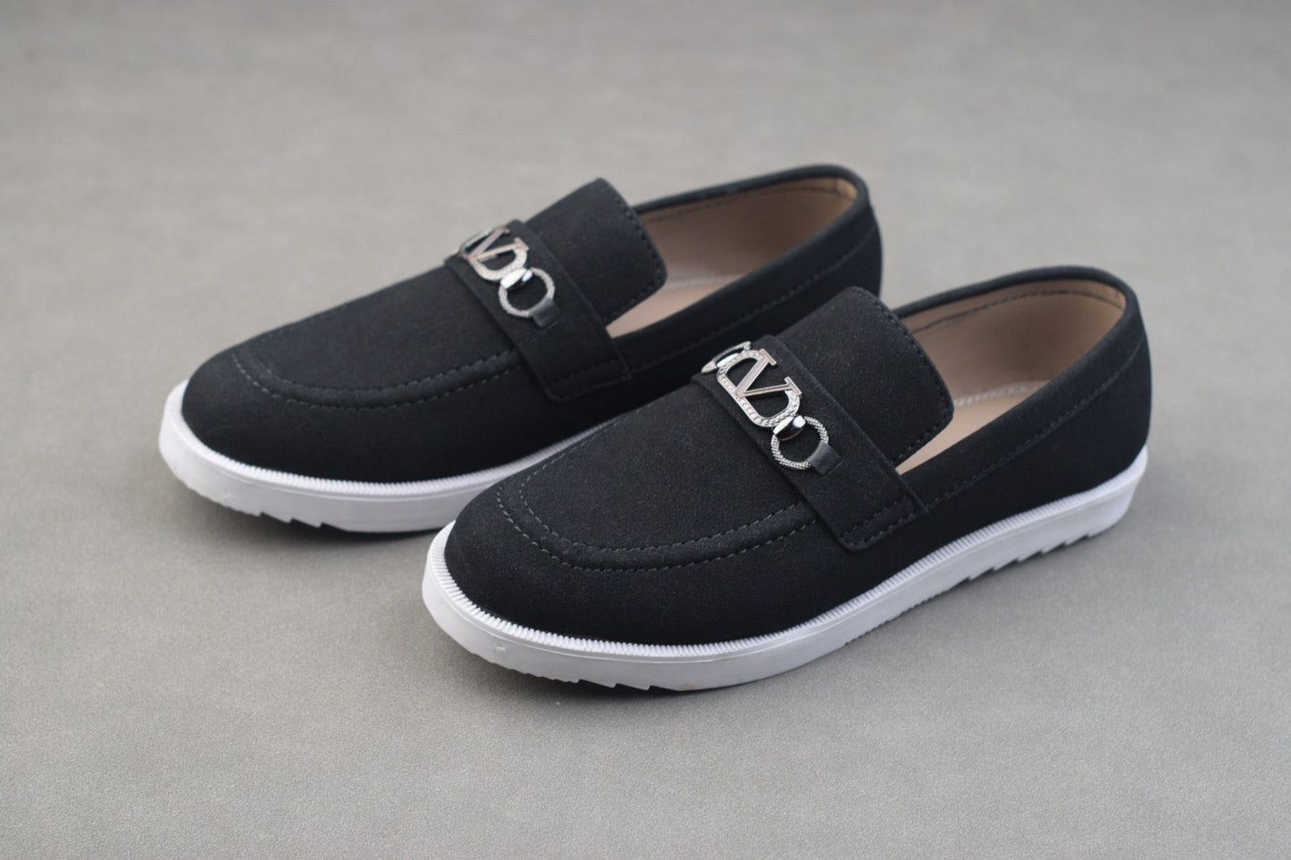 BLACK SUEDE GREY SOLE CHUNKY SHOES