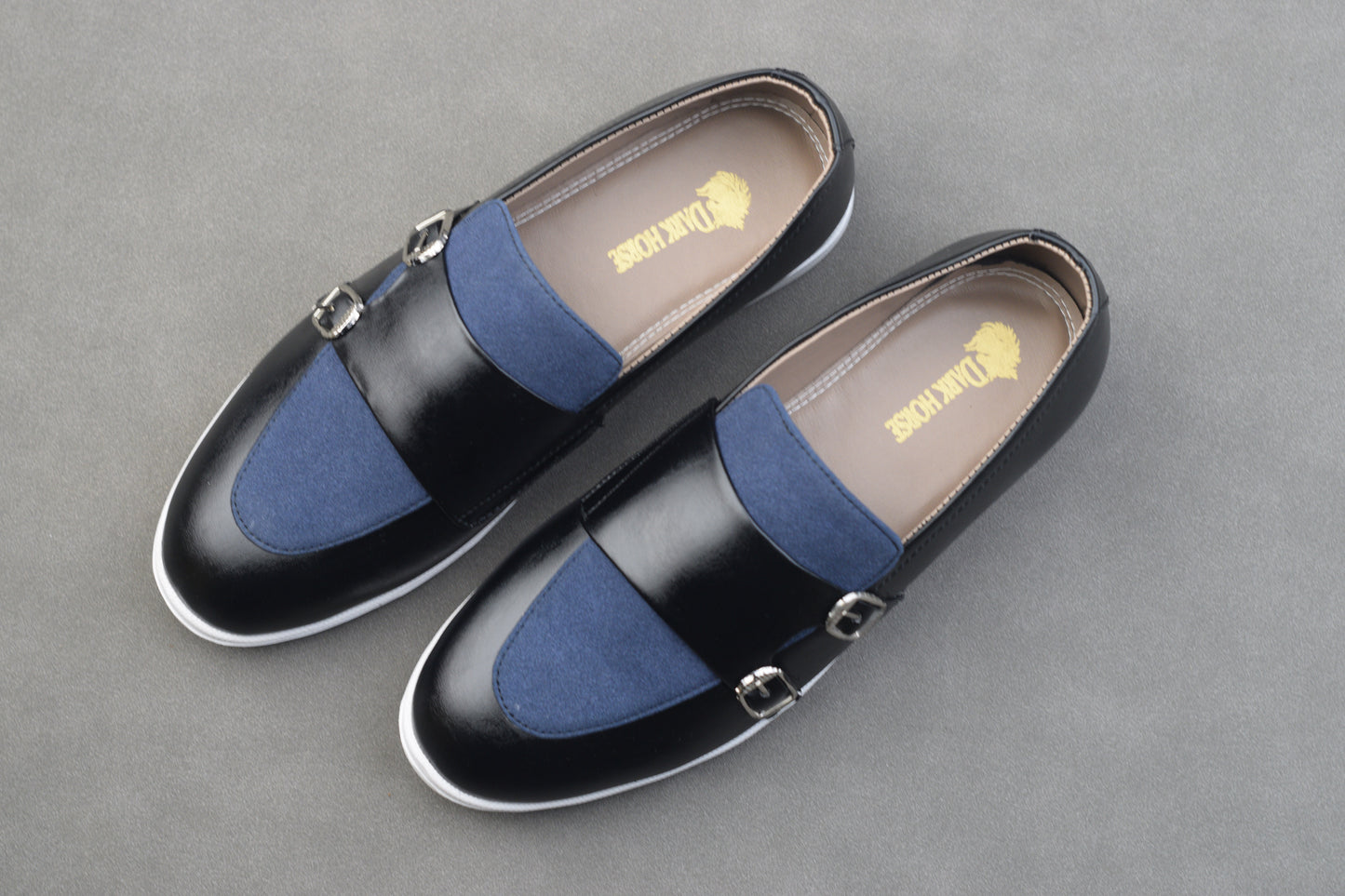 MONK DOUBLE COLOUR WHITE SOLE MOCCASINS