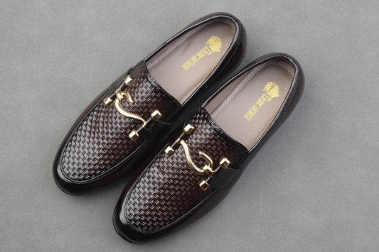 BROWN SHADED S CHAIN PRINTED AND PLAIN LOAFERS