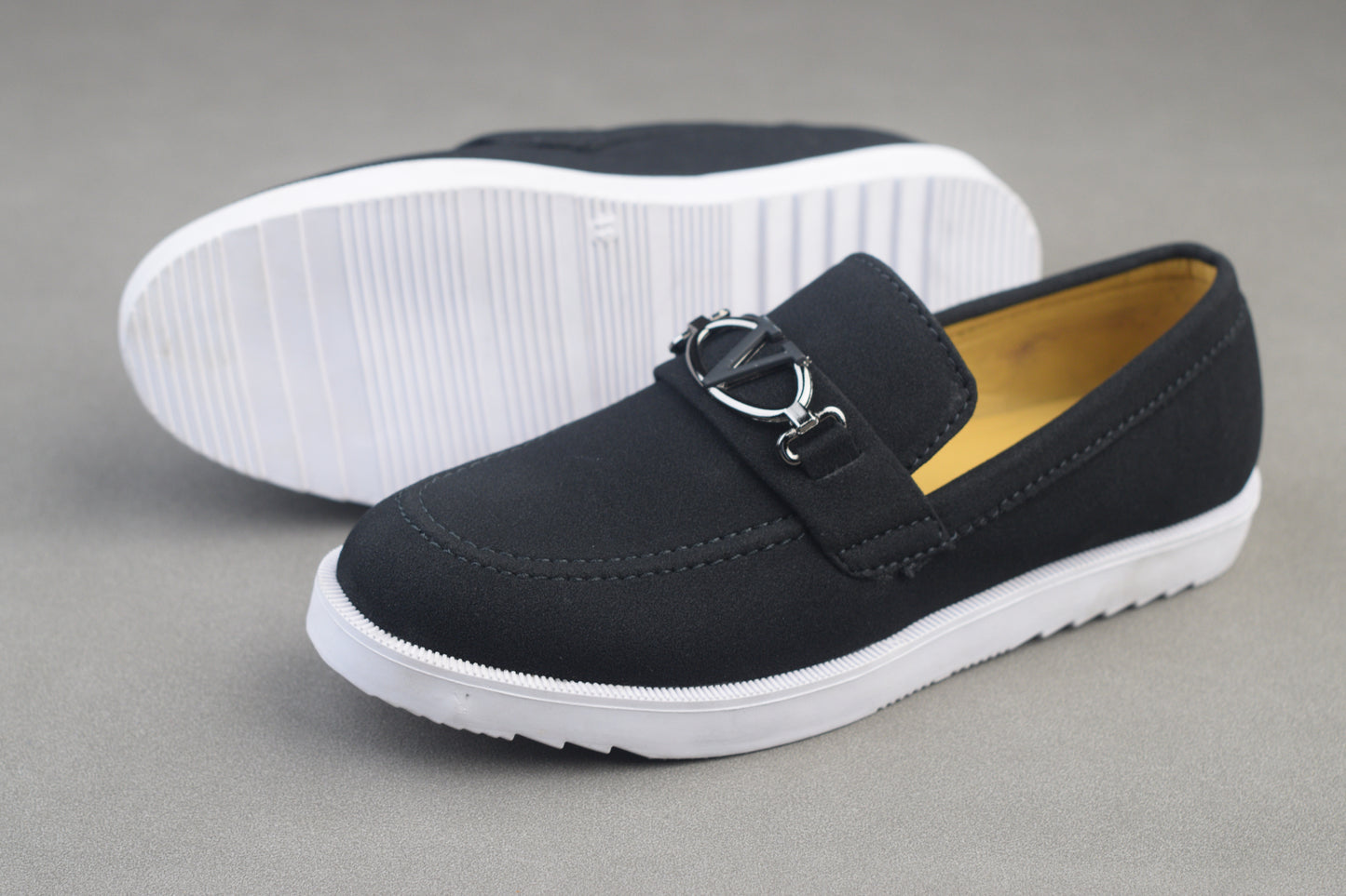 BLACK  SUEDE GREY SOLE CHUNKY SHOES