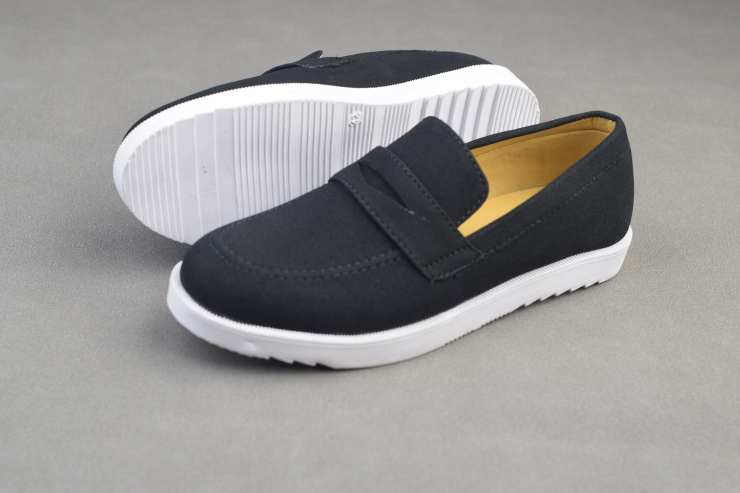 BLACK SUEDE GREY SOLE CHUNKY SHOES