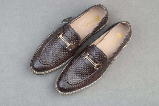 BROWN PRINTED STITCH SOLE LOAFER