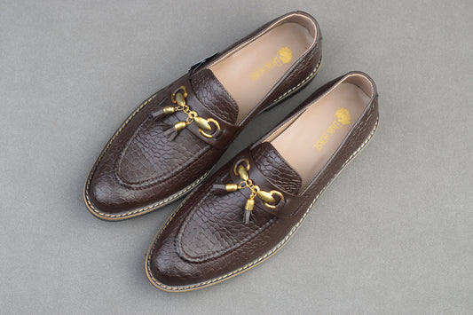 BROWN PRINTED STITCH SOLE LOAFER