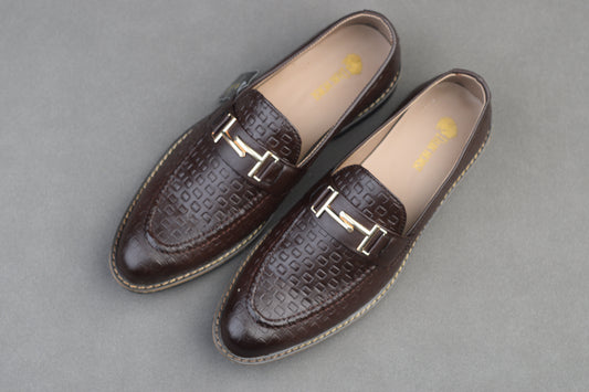 BROWN PRINTED STITCH SOLE LOAFER