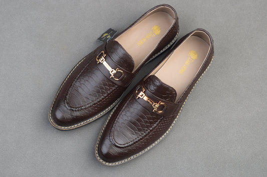 BROWN PRINTED STITCH SOLE LOAFER