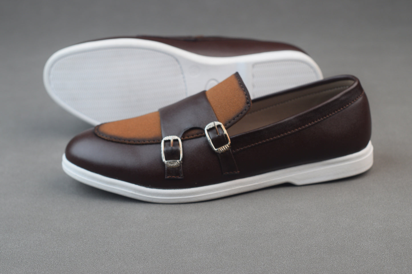 MONK DOUBLE COLOUR WHITE SOLE MOCCASINS