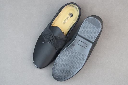 BLACK LACE-UP COMFORTABLE, STYLISH AND MEDICATED SHOES RUBBER SOLE