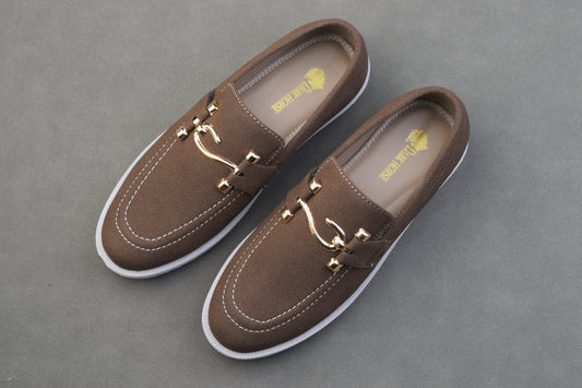 BROWN SUEDE GREY SOLE CHUNKY SHOES