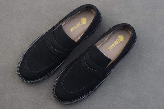 BLACK SUEDE CHUNKY DERBY SHOES