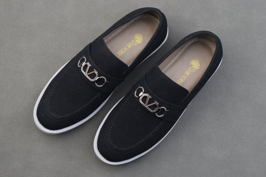 BLACK SUEDE GREY SOLE CHUNKY SHOES