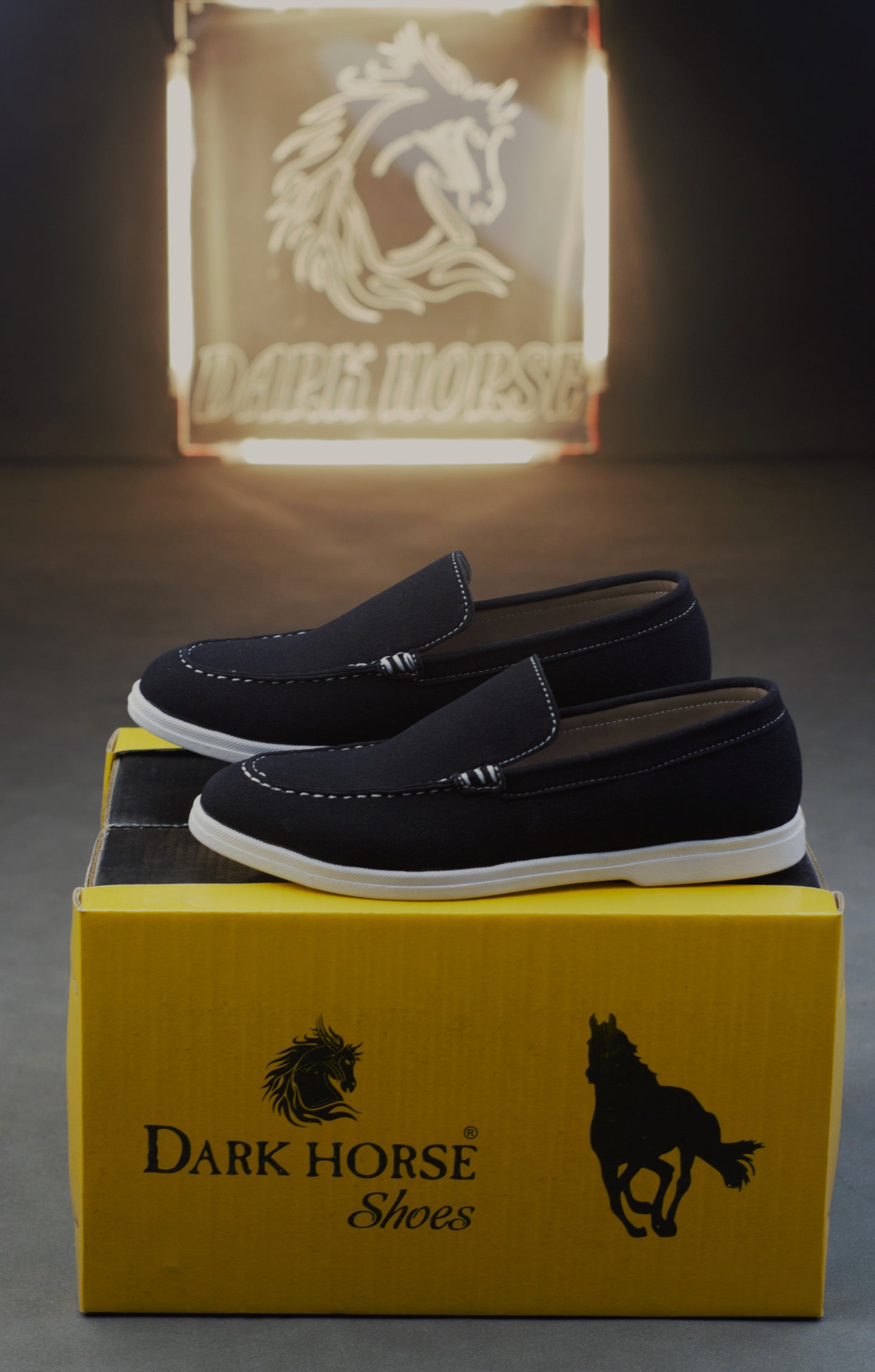 BLACK SUEDE WHITE SOLE MOCCASINS